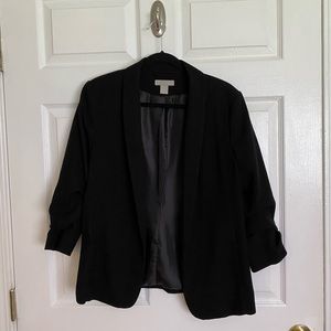 H&M 3/4 Length Ruched Sleeve Blazer